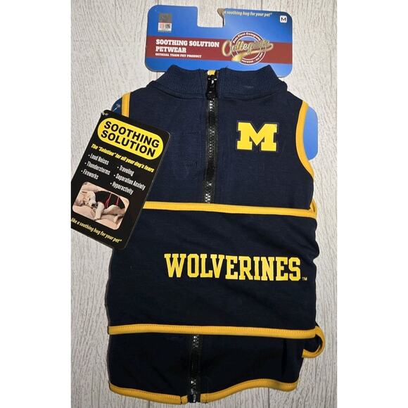 Pets First Other - NCAA Michigan Wolverines Dog Anxiety Shirt Calming Soothing Vest MEDIUM Blue